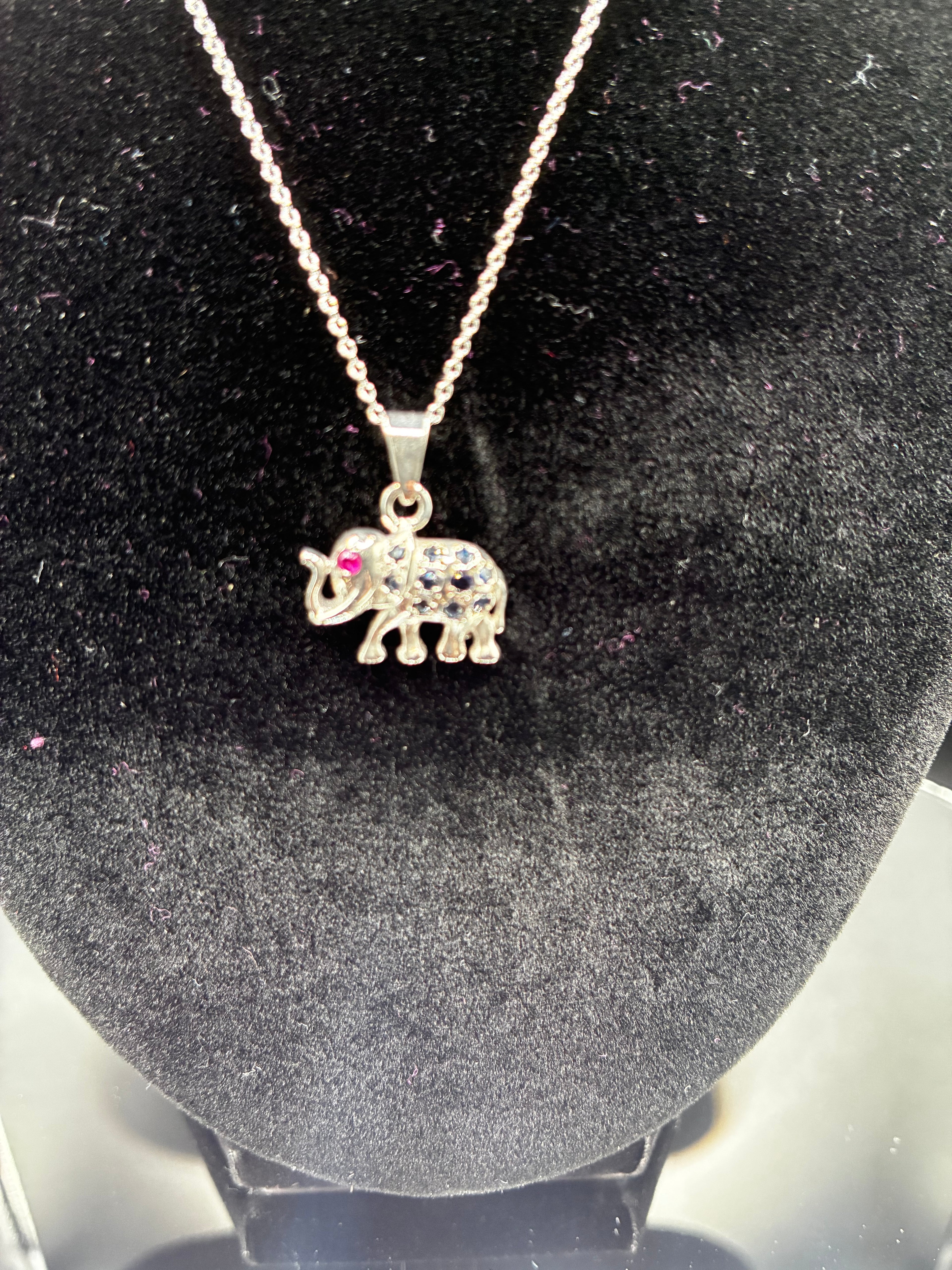 Sapphire and Ruby Elephant Pendant
