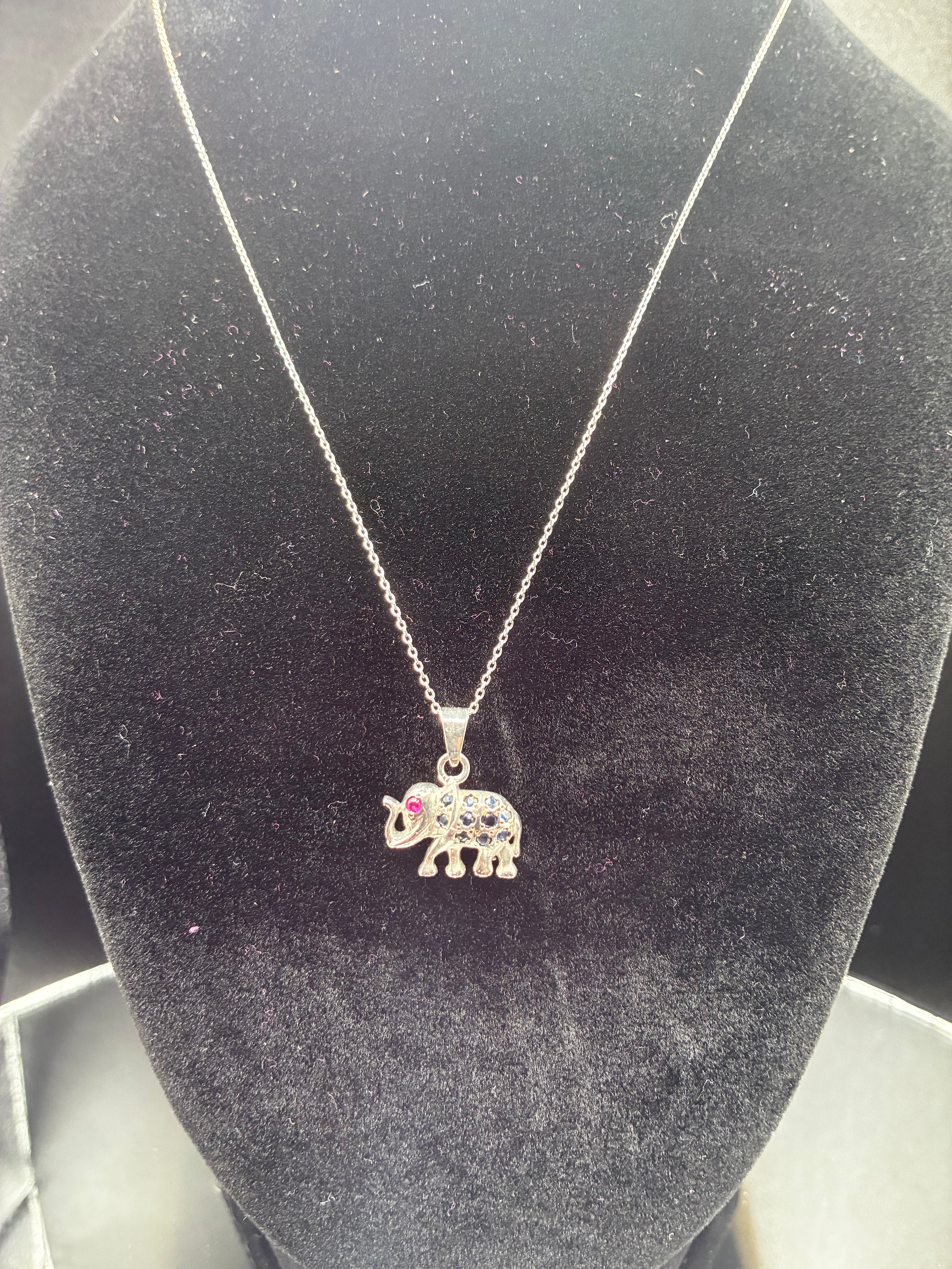 Sapphire and Ruby Elephant Pendant