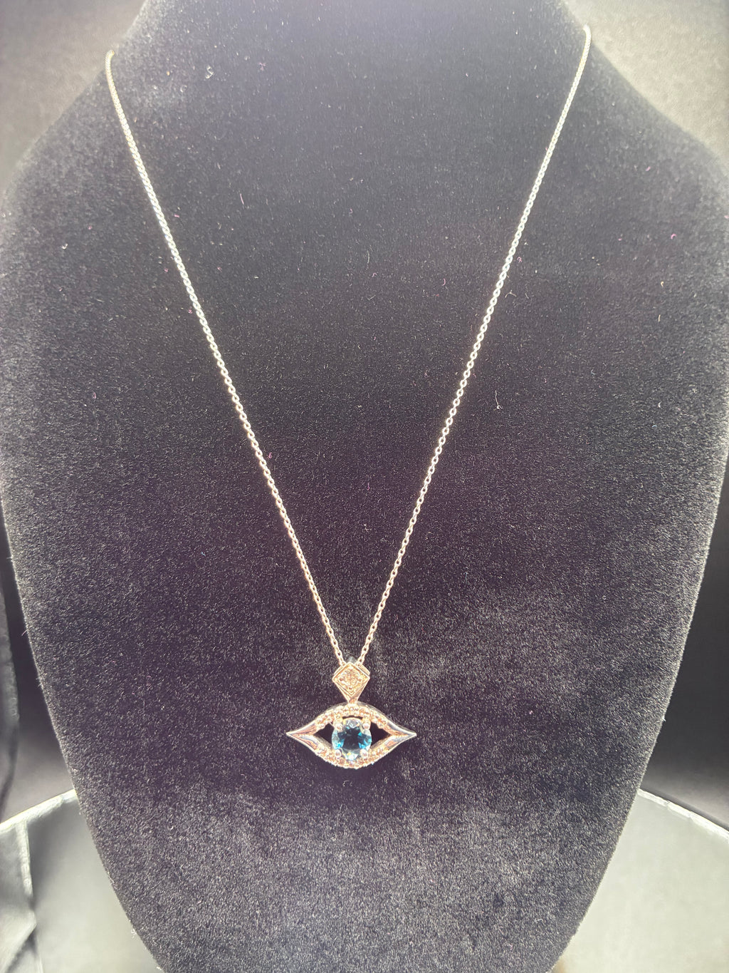 London Blue topaz Evil Eye Pendant