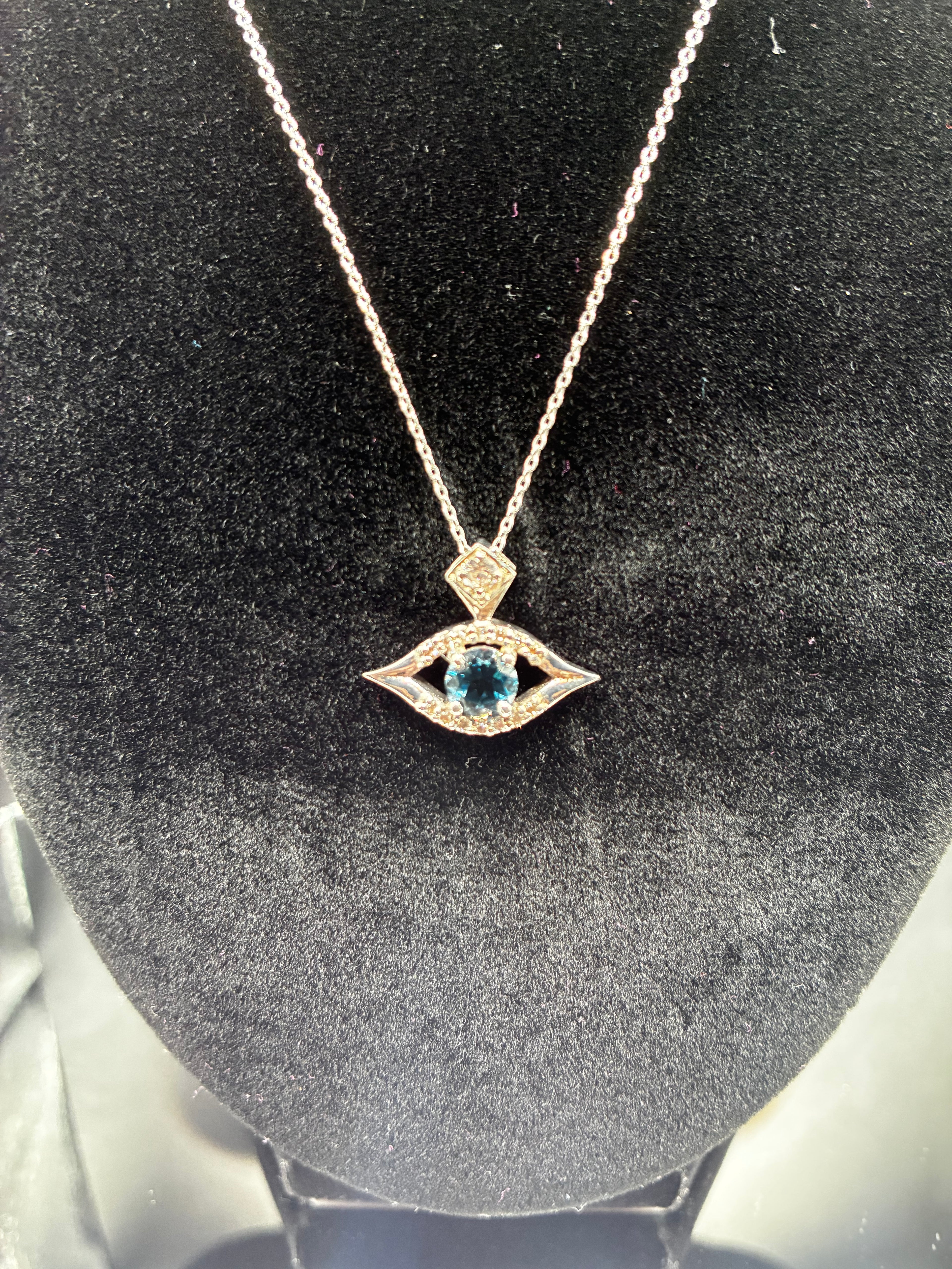 London Blue topaz Evil Eye Pendant