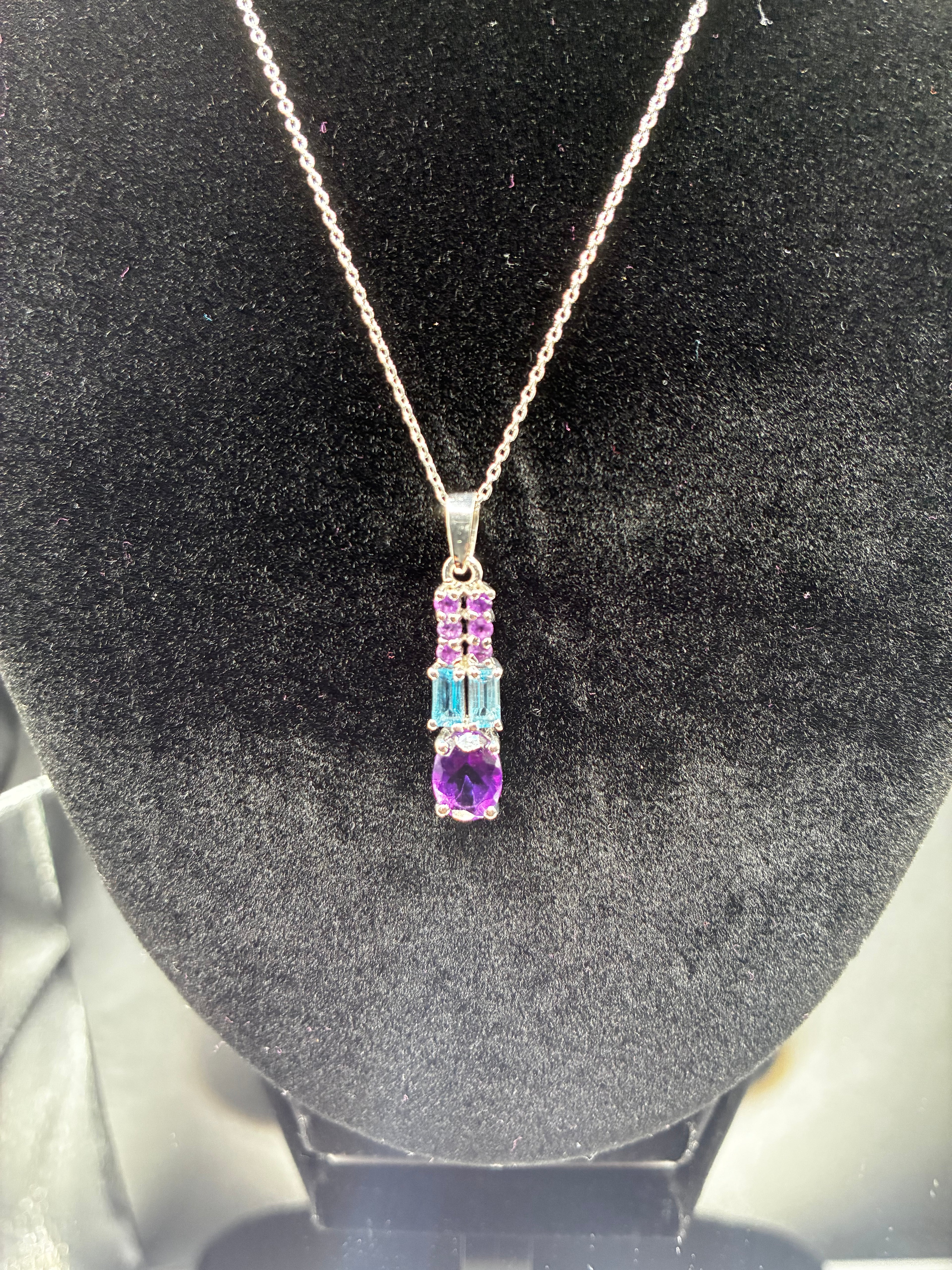 Amethyst & Blue Topaz Pendant