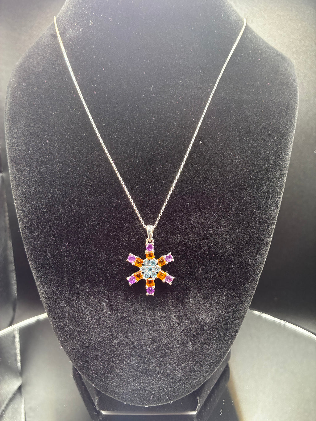 Six Point Multi Color Stone Pendant