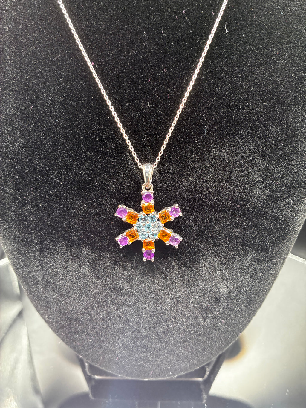 Six Point Multi Color Stone Pendant