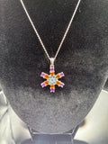 Six Point Multi Color Stone Pendant