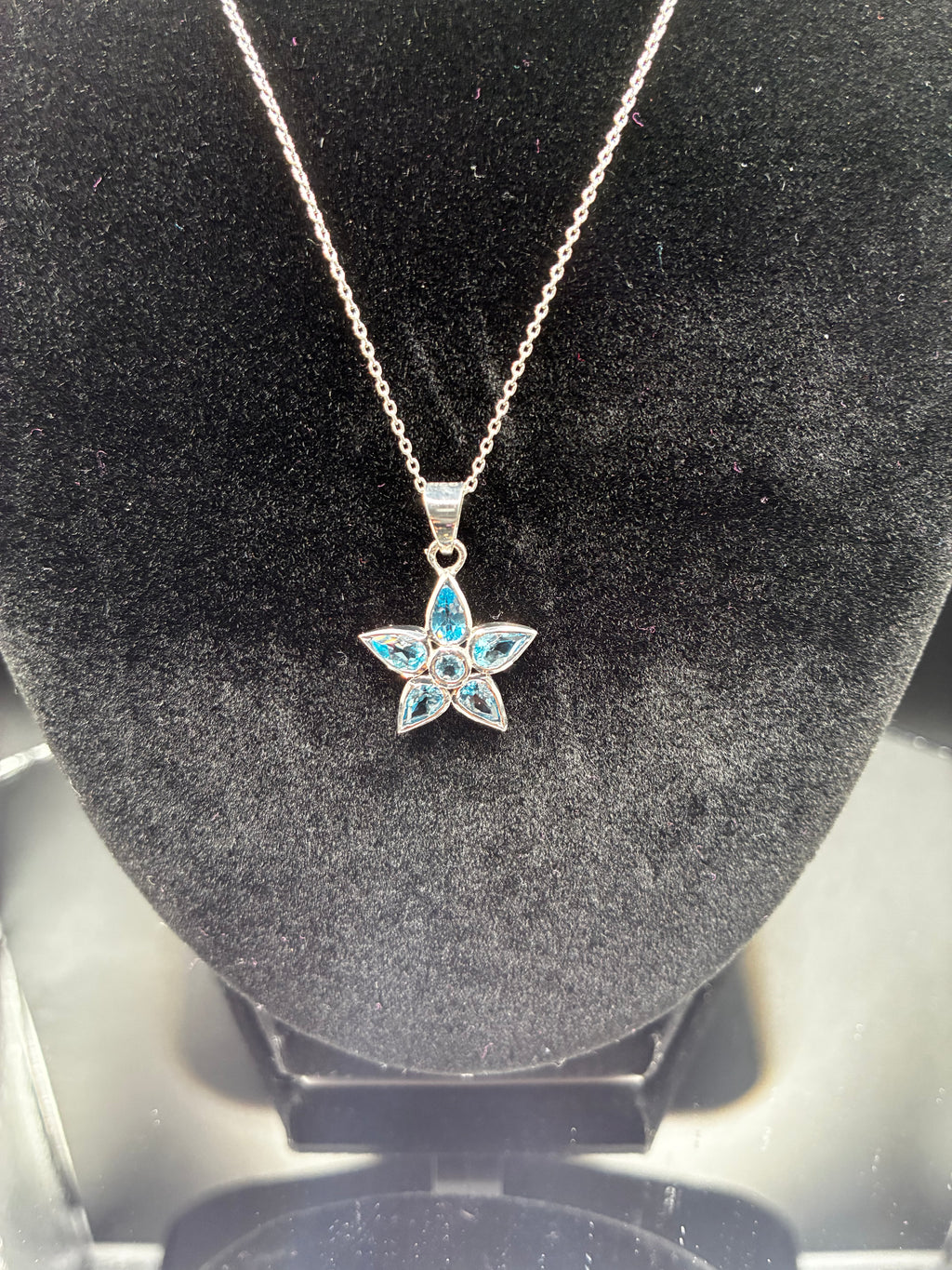 Blue Topaz Flower/Star Pendant