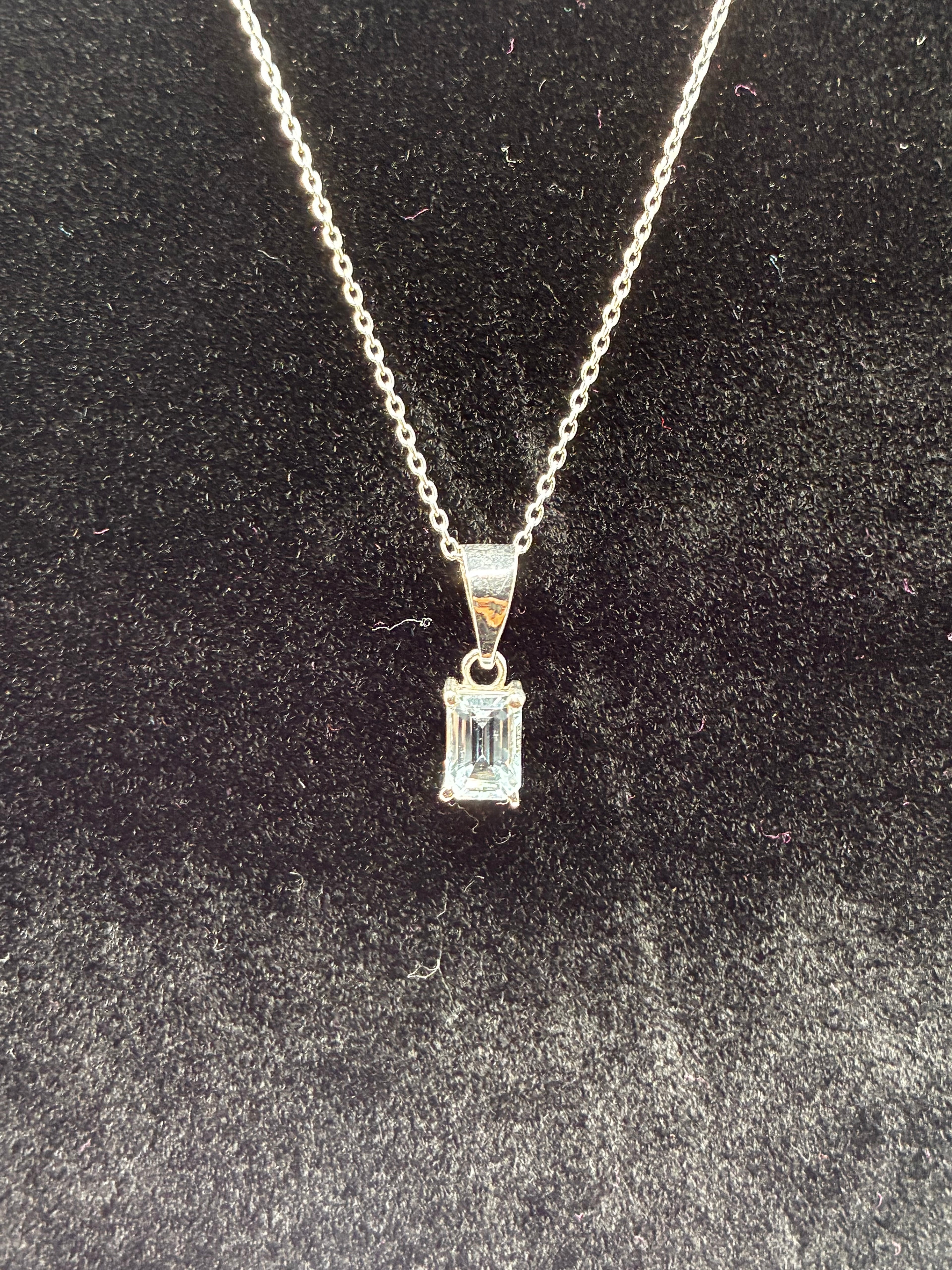 Emerald Cut Aquamarine Pendant