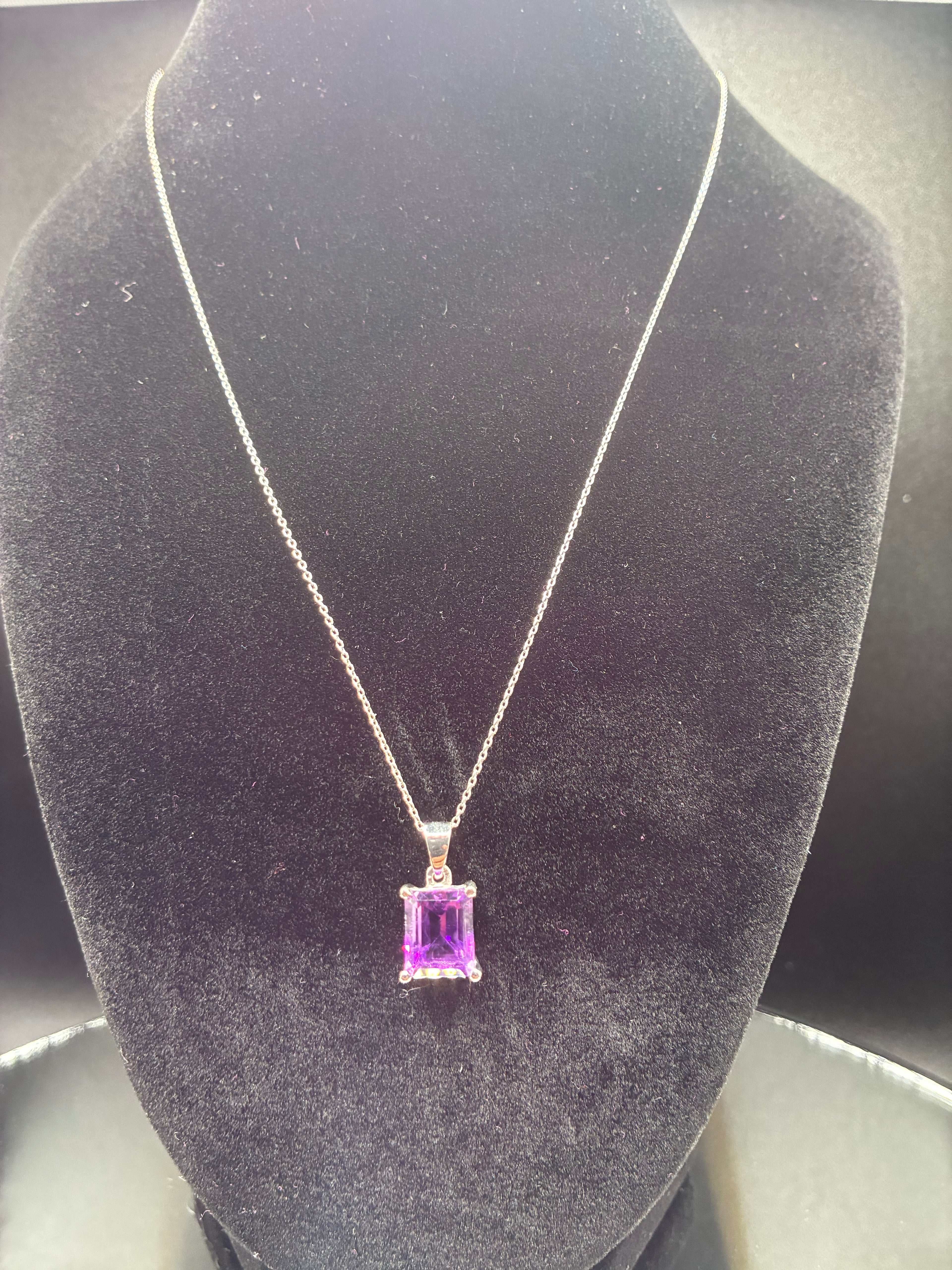 Amethyst Emerald Cut Pendant