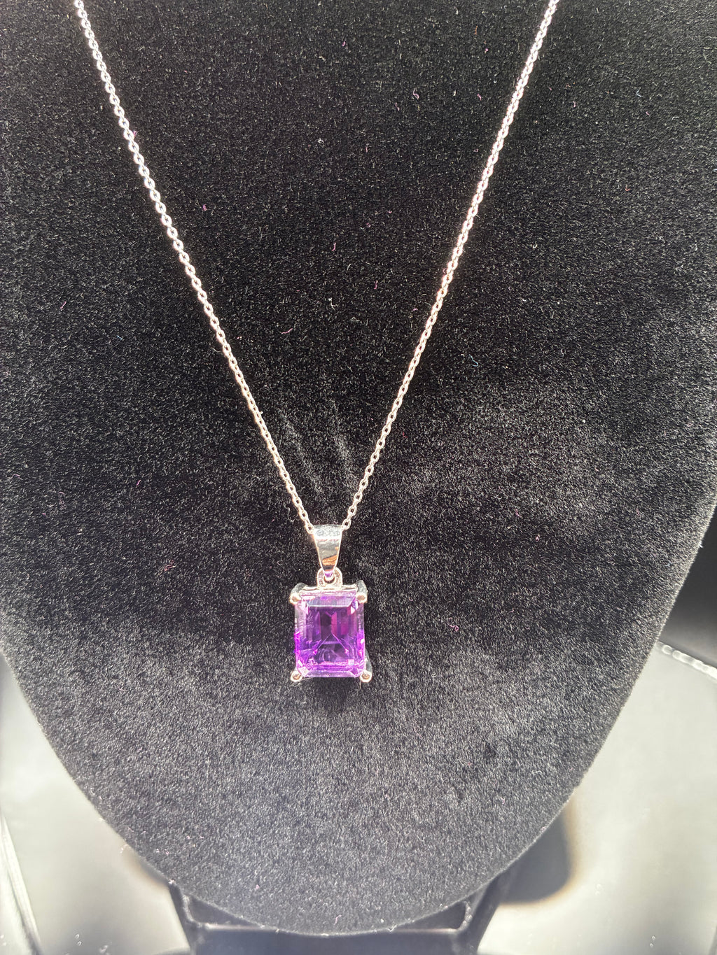 Amethyst Emerald Cut Pendant