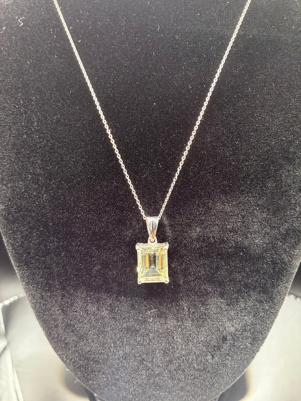 Green Amethyst Emerald Cut Pendant