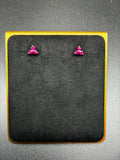 Three Stone Ruby Earrings