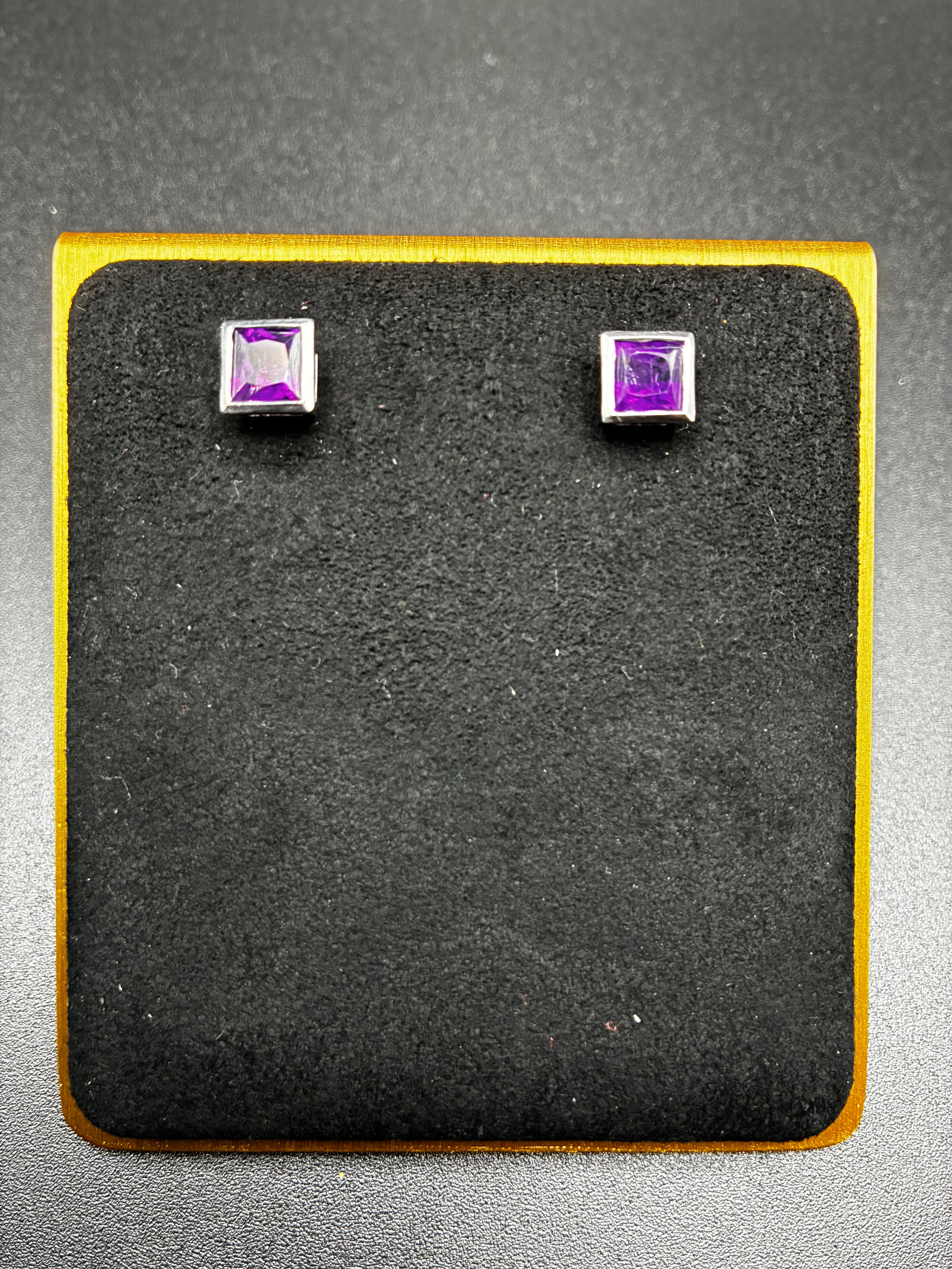 Table Cut Bezel Set Earrings