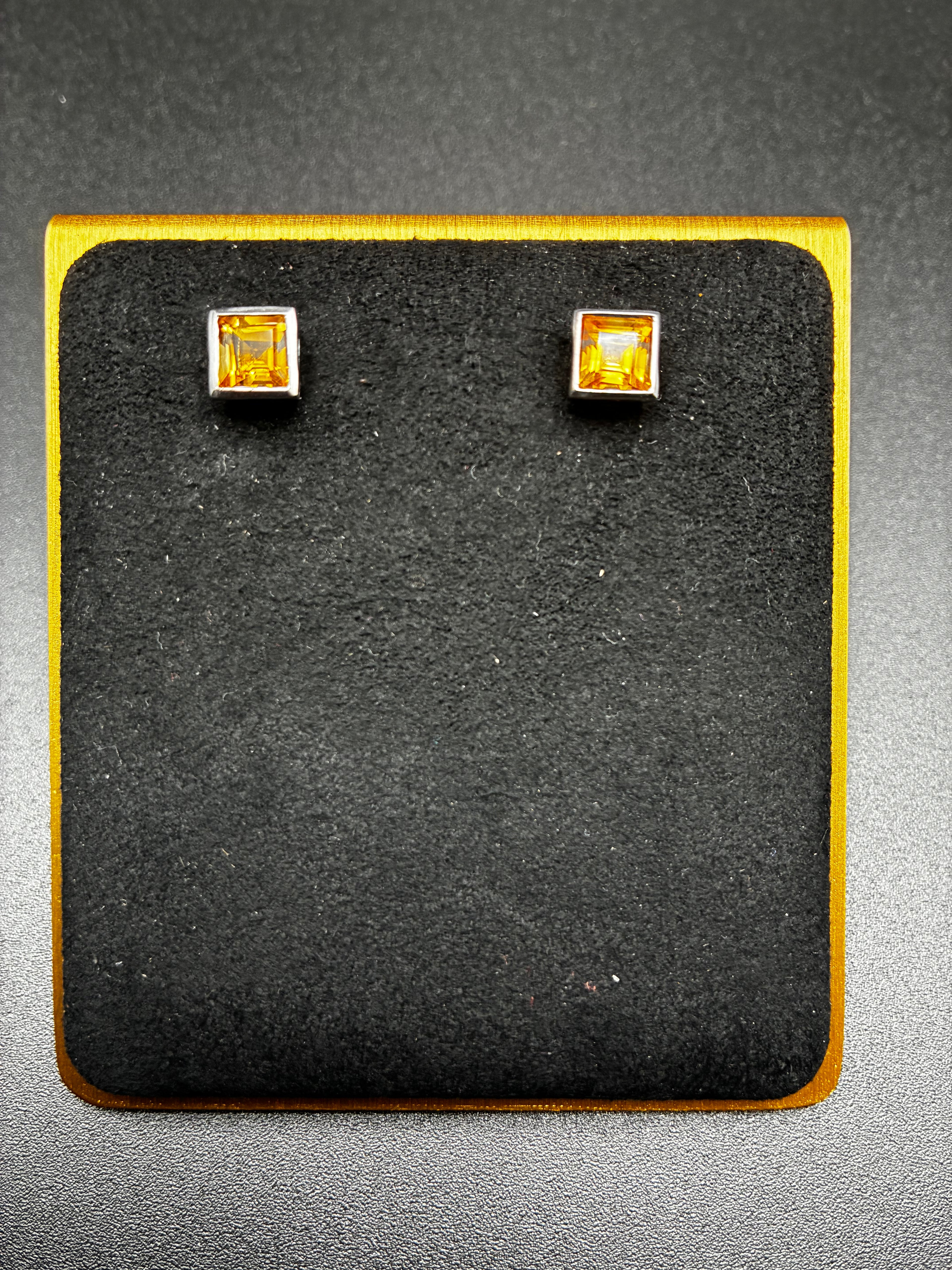 Table Cut Bezel Set Earrings