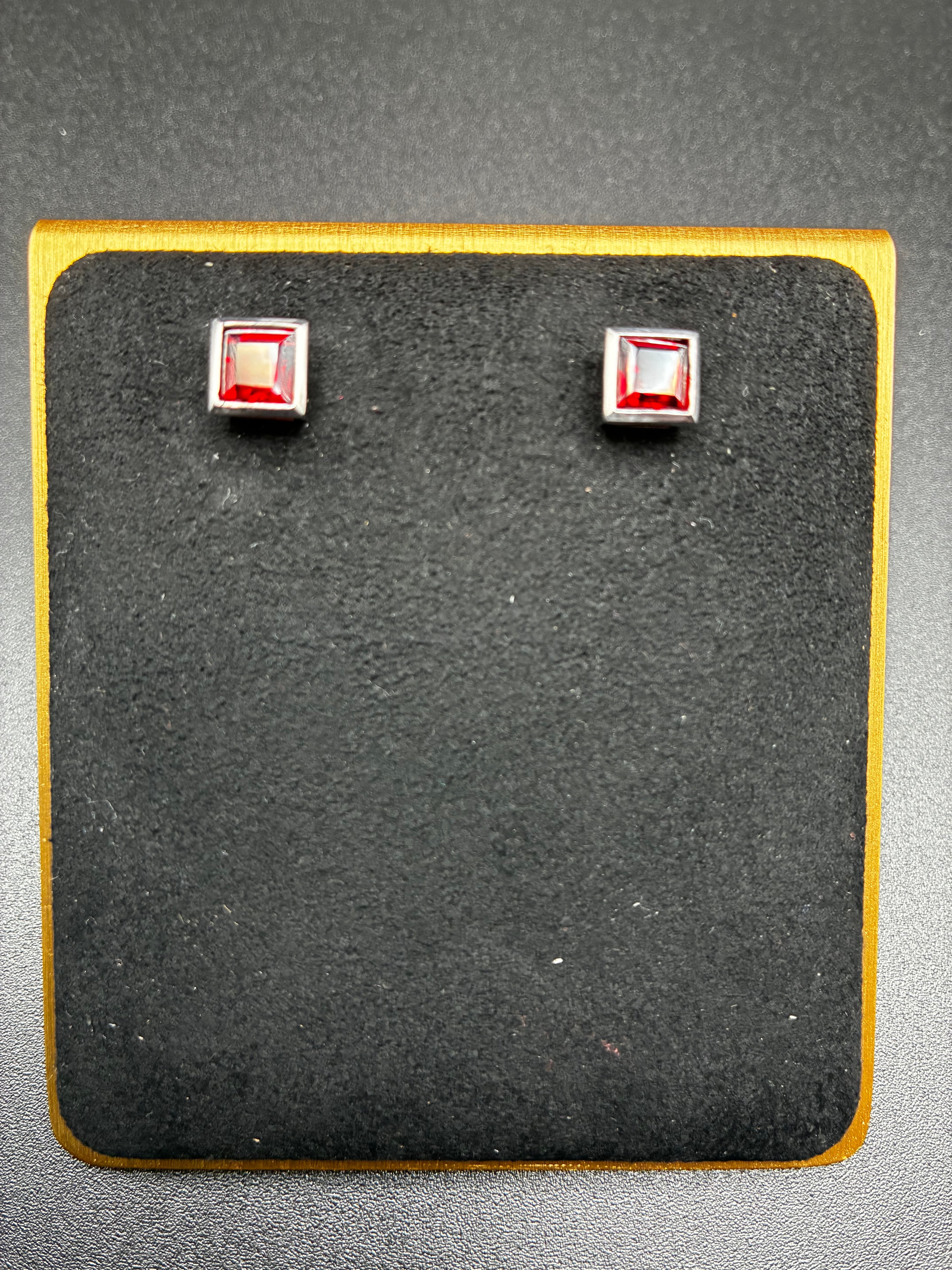 Table Cut Bezel Set Earrings