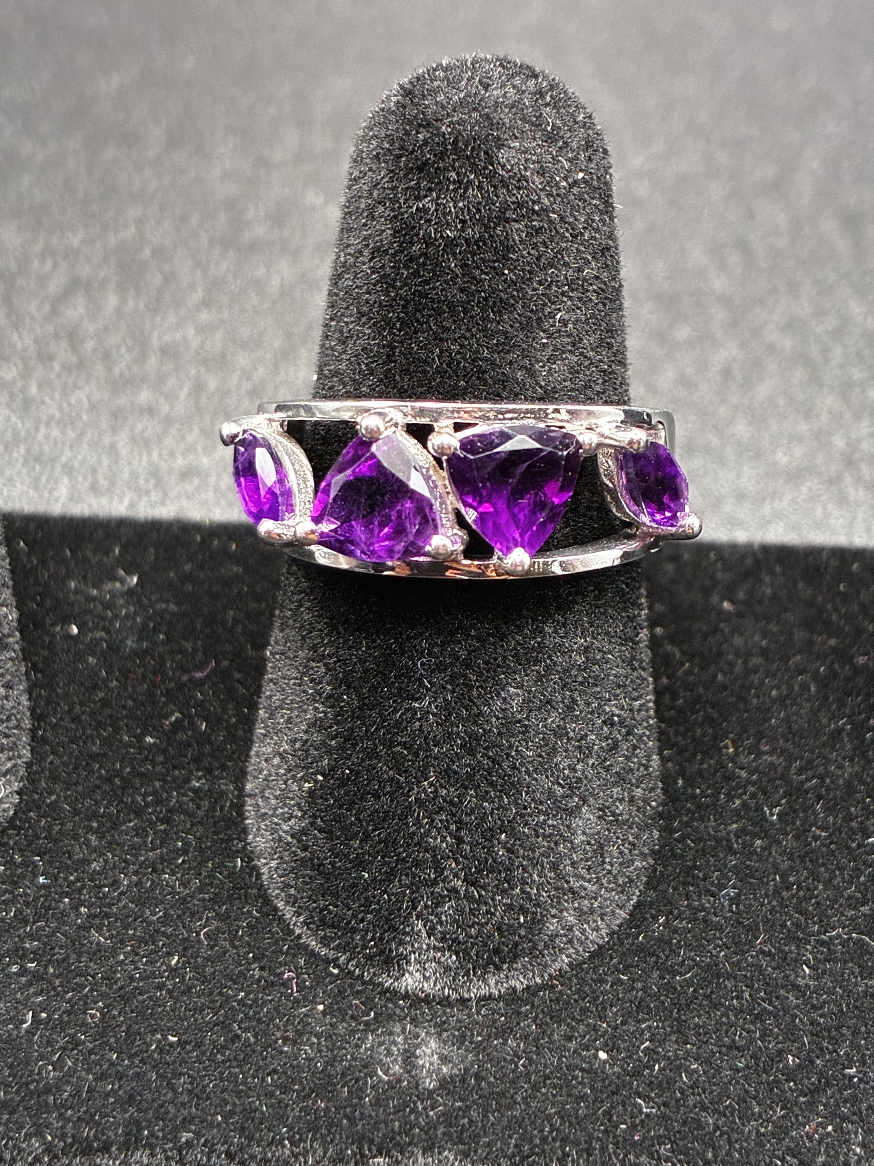 Trilliant & Marquise Cut Amethyst Ring