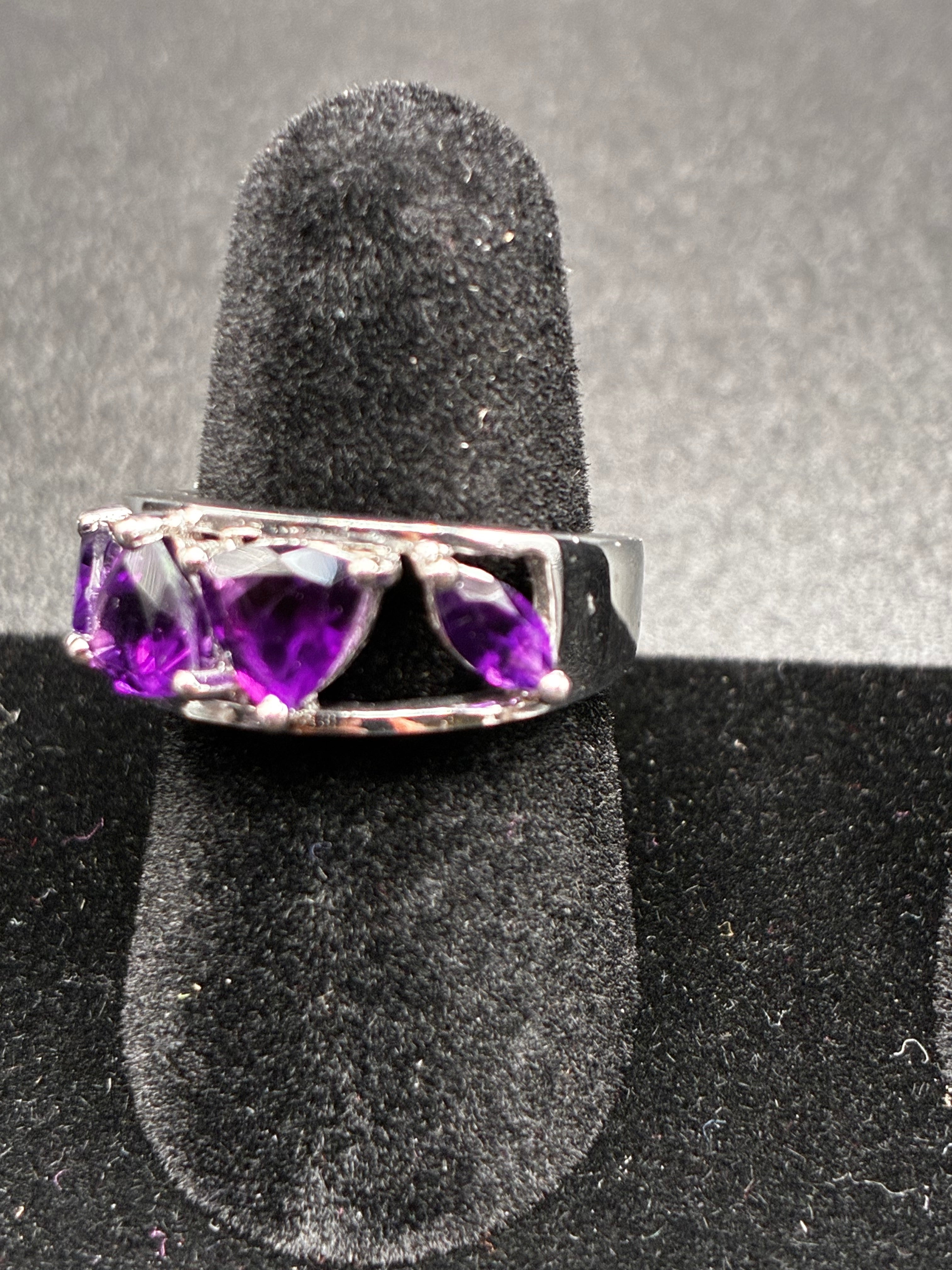 Trilliant & Marquise Cut Amethyst Ring