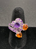 Amethyst & Citrine Heart Ring