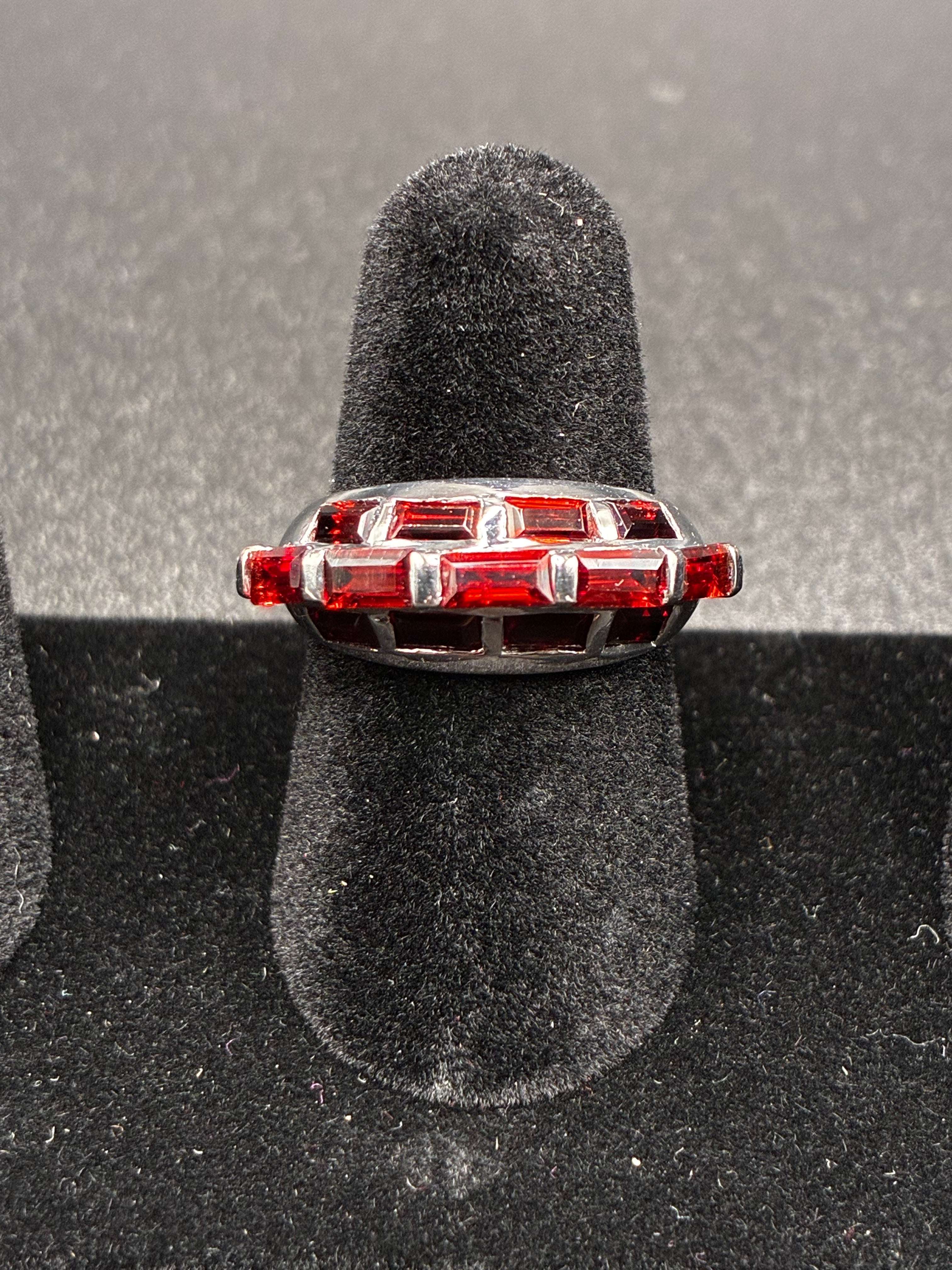 Baguette Cut Garnet Ring