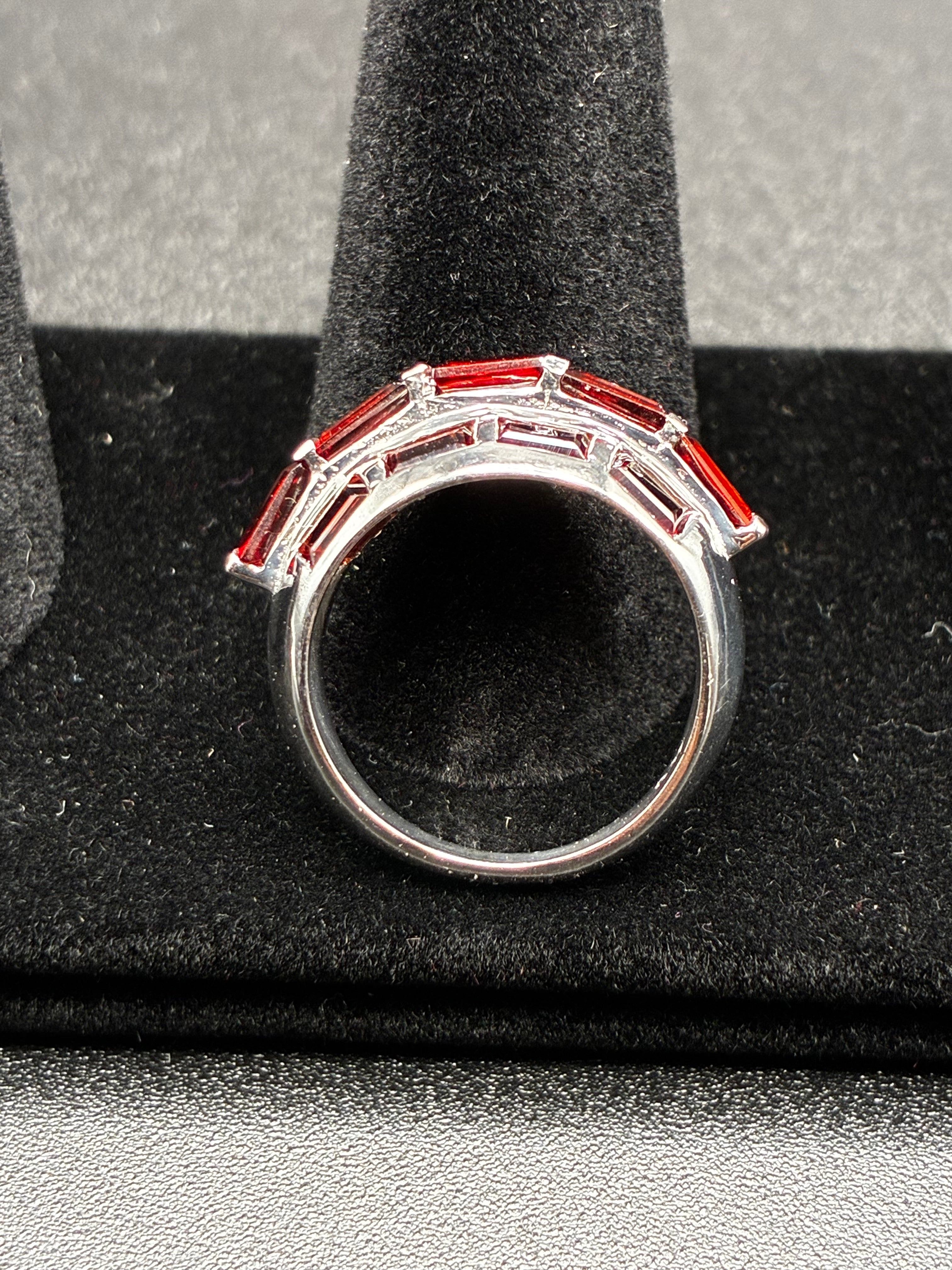 Baguette Cut Garnet Ring